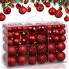 Bakaji Confezione 100 Palline Di Natale Diametro 3/4/6 cm Addobbi e Decorazioni Per Albero Di Natale (Rosso)