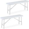 Relaxdays Panca Pieghevole da Giardino, Set da 2 Panchine Richiudibili Salvaspazio da Giardino, HLP 42x100x25 cm, Bianco