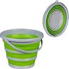 Relaxdays Secchio Pieghevole, 10 L, con Beccuccio e Occhiello per Appenderlo, Secchiello Camping e Pesca, Grigio Verde
