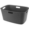 CURVER Softex - Cesto portabiancheria da 45 l, design elegante, leggero, impilabile e pratico, 70% riciclato, dimensioni spaziose 59 x 39 x 27 cm, grigio antracite