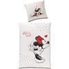 MINNIE MOUSE Tex idea Set double-face Disney Classic Mickey Love, dimensioni 135 x 200 cm, 80 x 80 cm, 100% bianco rosso partner (2 pezzi)