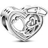 BOIGEGU Ciondolo Argento Sterling 925 con pietre di cuori zirconia cubica Pendenti Compatibile con Braccialetti e Collane europei, perfetto Regali per Moglie e Ragazze