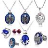 HJYZY 8 pezzi Vampire Gioielli Daywalking Katherine Sapphire Elena Apertura Vervain Collana Medaglione Salvatore Damon Stefan dito Famiglia Cresta Anello Diamante Orecchini