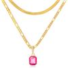 Mesovor Collane con Cristalli a Strati in Oro 18 Carati, Collana Girocollo con Catena a Serpente per Regali di Gioielli per Ragazze da Donna (Caldo neon rosa)