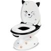 Bebeconfort WC Mini Size, Vasino bambini, 1-3 anni, 0-20 kg, Design Realistico con Paraspruzzi, Suono dello Scarico, Tazza Rimovibile, Facile da Pulire, Piedino in Gomma, Gatto, Black & White