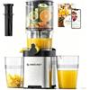 AMZCHEF Estrattore di Succo a Freddo, 130 mm Bocca Larga per Frutta Intera | Facile da Pulire, 2 Filtri per Succo e Gelato, per Famiglie, Genitori e Colazione