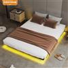 COMHOMA Letto in metallo Letto per ospiti Struttura letto in metallo, con LED e prese elettriche, letto per ragazzi 160x200, app e telecomando, struttura robusta
