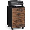 Relaxdays cassettiera su rotelle, 5 cassetti, mobile ufficio, nero/marrone | HxLxP: 69 x 40 x 40 cm