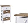 Gicos Cassettiera in Legno Bianco Anticato 4 cassetti Bianco/Marrone pomello Cuore 37x29x70 Shabby Chic