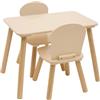 ATMOSPHERA CREATEUR D'INTERIEUR Alex - Set di tavolo e sedia per bambini, colore: beige, vassoio resistente all'acqua, mobili da camera da letto, sala giochi, ragazza e ragazzo, legno, bordi arrotondati (1 tavolo + 2 sedie Beige)