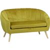 Totò Piccinni Divano PILAR in Velluto imbottito divanetto con braccioli e piedini in legno (Velluto Giallo Senape, 2 Posti)