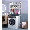 cecaro group Scaffale da bagno sopra lavatrice salvaspazio 3 mensole ripiani in metallo organizer mobile bianco