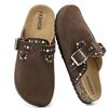 Yenxapei Sabot Uomo Scamosciata, Rivetti Zoccoli Donna, Sughero Pantofole Unisex | Ciabatte con Fibbia Regolabile, Semichiusi Sandali in Pelle, Punta Chiusa Scarpe Comode