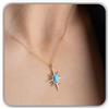 Handmade Delicato oro opale collana, donne minimalista argento blu opale nord stella per mamma Natale gemma oro rosa, Stile quotidiano