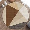 Highdi Tappeto Rotondo Salotto, Morbido Moderno Tappetini Geometria retrò Antiscivolo Tappeto per Bambini Cameretta Cucina Casa Zona Balcone Tappet Tavolino (80cm,Triangolo Marrone)
