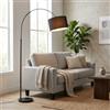 Alpinaluz Lampada da Terra Arco in Metallo Nero con Paralume in Tessuto e Diffusore Antiriflesso, Base in Marmo Pesante, Portalampada E27, Design Moderno per Soggiorno, Camera e Ufficio