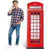ARQRHTLY Sagoma in cartone per cabina telefonica britannica rossa da 1,8 m, sagoma autoportante a grandezza naturale per cabina telefonica rossa classica, a tema britannico, festa di compleanno