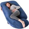 ALANTOP Cuscino per maternità a forma di U, cuscino per gravidanza per dormire, cuscino per tutto il corpo, cuscino di supporto per schiena, fianchi, gambe e addome, con fodera sfoderabile e facile da