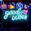 Txmyxgs Good Vibes Neon Light Sign,Insegna Al Neon Led Personalizzata, Neon Signs for Wall Decor,alimentato Tramite USB,con Interruttore Regolabile,design A Doppia Catena,Bar,Matrimoni,Feste,Compleanni