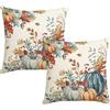 Artoid Mode Set 2 Federe Cuscini Autunnali Zucche Piante Blu 45x45cm | Stagionali Fall Decorazioni per Divano Salotto
