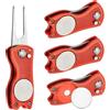 PATIKIL Strumento di riparazione divot da golf, pieghevole, in metallo, verde, con marcatore magnetico e forcella in acciaio inox