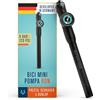 Alphatrail Minipompa Ron - Per tutte le valvole 8,3 Bar / 120 PSI pressione massima I manometro grande (Ø32mm) I Tubo flessibile estensibile da 15 cm I pompa bicicletta per presta, schrader & dunlop