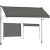 SONGMICS Tenda avvolgibile retrattile, tenda a rullo manuale, regolabile in altezza, con manovella per balcone, giardino, terrazza, 350 x 120 cm, grigio antracite GSA352G02