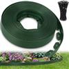 Ediesi, Bordura per giardino 20 m flessibile, bordo aiuole plastica resistente 5 mm, bordatura giardino per prato vialetti, installazione facile con 60 picchetti (Verde, 20 metri)