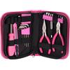 SIXTOL HOME PINK 26 | 26 pezzi in un set di attrezzi | Cassetta degli attrezzi per la casa da donna | regalo ideale per donne artigiani