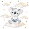 Pandawal - Adesivo da parete, motivo: animali Safari su nuvole con stelle (L, Koala)