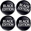 SkinoEu 4 x 60mm Adesivi Resinati 3D Gel Stickers Auto Coprimozzo Universale Logo Silicone Autoadesivo Stemma Adesivo Copricerchi Tappi Ruote Black Edition Nero A 1260