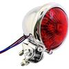 Yecnecty 1PC Vintage Universale Cromato Motociclo Fanale Posteriore LED Lampada Acciaio Lente Rossa Rotonda Moto ATV Indicatore di Coda Freno