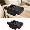 Pomodee Copri Console Bracciolo Auto Universale,Cuscino Multifunzionale | Copri bracciolo auto, Organizer interno con portabicchieri, tasca portaoggetti, porta telefono - SUV, camion (Nero e Rosso)
