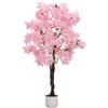 IDEALHOUSE Albero di ciliegio artificiale, 120 cm, con fiori di farfalla | Effetto floreale realistico con tronco in vero legno per un'elegante decorazione della stanza, materiali resistenti ai raggi