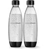 SodaStream Bottiglie d'acqua sottili riutilizzabili da 1 litro, lavabili in lavastoviglie, confezione da 2 per acqua frizzante Spirit, Terra, Art e Source, per sapori SodaStream, 2 x 1 litro, nero