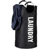 Relaxdays Sacco Portabiancheria Pieghevole, con Manici, Contenitore per Biancheria Rotondo, Nero, 60 l, HxØ: 70 x 38 cm