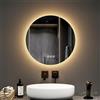 EMKE Specchio da bagno con illuminazione, rotondo, diametro 50 cm, con 3 colori di luce, dimmerabile, anti-appannamento, funzione di memoria, interruttore touch, IP44, retroilluminato a risparmio