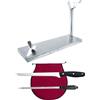 Nerthus FIH 1215 set supporto prosciutto acciaio inox testa fissa coltello prosciutto affilatore e copri prosciutto bordeaux per tagliare prosciutto