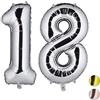 Relaxdays Palloncini in Foil a forma di Numero 18, per Compleanni, ad Aria e ad Elio, XXL, 85-100cm, Colore Argento