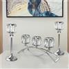 kolnlala Portacandele votivo con candelabro a 3 bracci in cristallo, centrotavola per matrimoni per tavoli, candeliere in cristallo, decorazioni per la tavola centrotavola (set di 3 pezzi in argento).