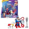 Fisher-Price Imaginext DC Super Friends, Action Figure Metal Force e set di accessori con Superman, Krypto Super Dog da 7,6 cm e strumento per afferrare