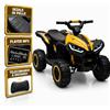 TOYSCAR Quad Elettrico per Bambini 12V Falcon X, Quad Bambini 3-5 Anni, 2 Motori 35W, Telecomando, Sedile in Pelle, Fari LED, MP3 USB, Ruote off-Road (Gialla)