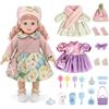 deAO Bambola 36cm con 3 Vestiti e Accessori, Set Gioco per Bambole 3+ Anni | Bambola e accessori per bambole, set da gioco Babydoll, 29 pezzi, rosa con capelli lunghi, set regalo per ragazze