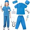 TonStyle Costume Dottore Bambino, Donna e Uomo Chirurgien Costume, 8 Pezzi Kit Dottoressa per Bambino, Kit Dottore Bambino per Bambini Gioco di Ruolo per Ragazzi e Ragazze di 3-8 Anni (blue, M)