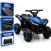 TOYSCAR Quad Elettrico per Bambini 12V Falcon X, Quad Bambini 3-5 Anni, 2 Motori 35W, Telecomando, Sedile in Pelle, Fari LED, MP3 USB, Ruote off-Road (Blu)