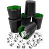 Klerbesh Bicchiere Dadi Pelle Nero Verde, Set 6 con 36 Dadi | Rivestimento Velluto Nero-Verde per Lancio Silenzioso, Forma a Tromba, Impilabile, Ideale per Bar, Pub e Serate KTV