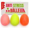 KLEINTOBER Palline antistress a forma di uovo | 3 pezzi palline da impugnare per il relax, come allenatori per le dita e per le abilità motorie, diversi gradi di durezza | pallina antistress