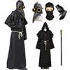 Celebration Directre Maschera da dottore della peste, in pelle, stile retrò, maschera da mago con cappuccio, mantello da sacerdote, guanti in pelle, collana con croce, scettro, cintura, passamontagna