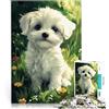 AITEXI puzzle 1000 pezzi per adulti Cucciolo di cane maltese tra i fiori Antistress Sfida difficile Gioco educativo per compleanno e Natale 75x50cm