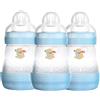 MAM Easy Start Self Sterilising Anti-Colic Baby Bottle 3 Pack (3 x160 ml) with Slow Flow MAM Teats Size 1, Newborn Essentials, Blue (Designs May Vary)